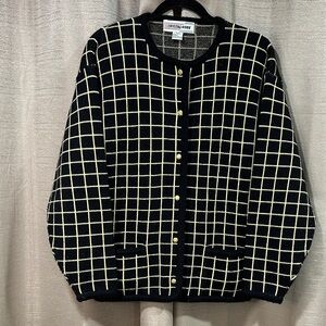 Black and Cream Checkered Cardigan